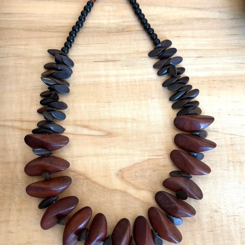 Wooden Bead Statement Necklace